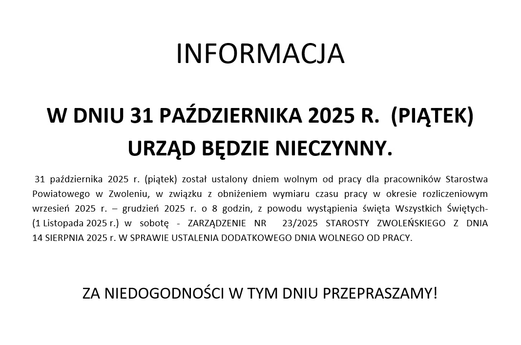informacja o dniu wolnym informacja o dniu wolnym