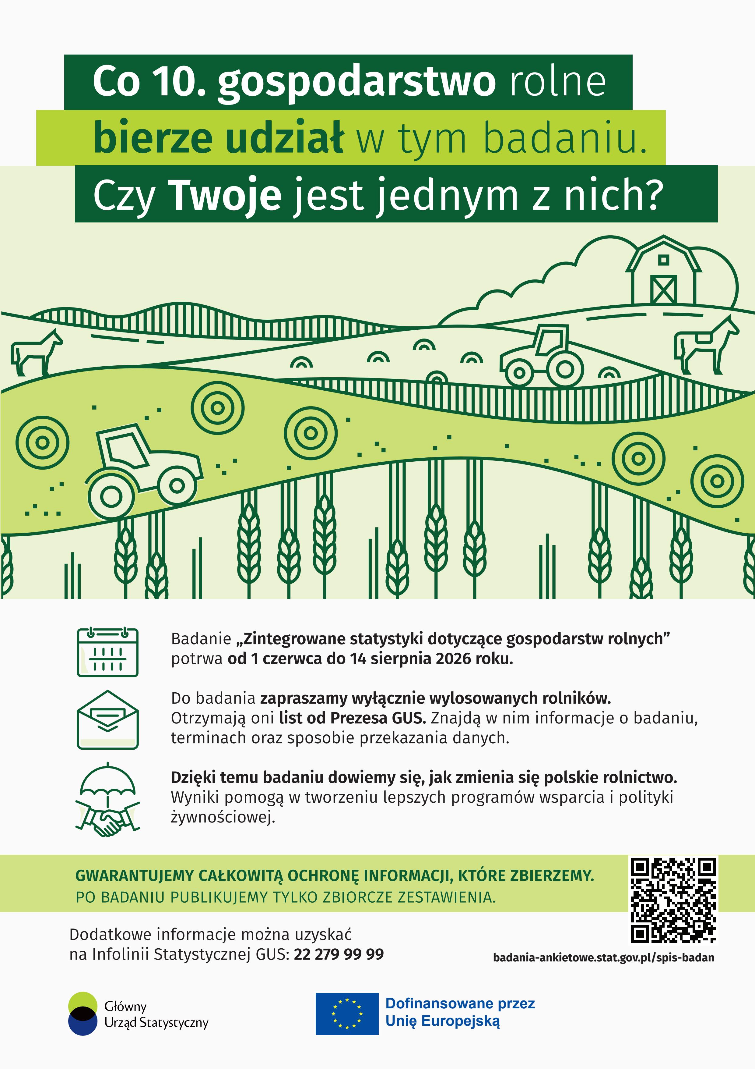 Plakat promocyjny badania ,,Zintegrowane statystyki dotyczące gospodarstw rolnych RSGR Plakat promocyjny badania ,,Zintegrowane statystyki dotyczące gospodarstw rolnych RSGR