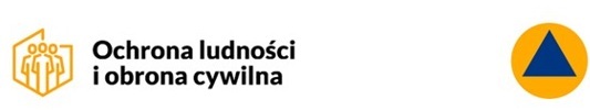 Grafika przedstawia logotypy Ochrony ludnosci i obrony cywilnej